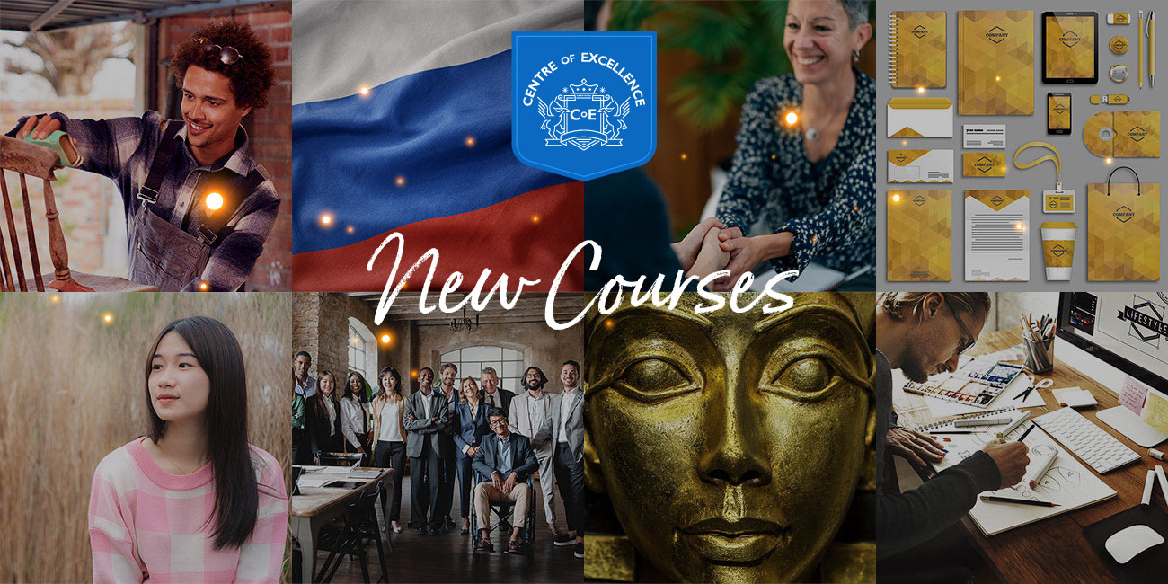 Collage of new course releases